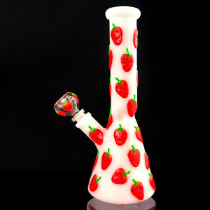 10.5" Radiant Reds In The Dark : Strawberry Art Water Pipe - [GB729]